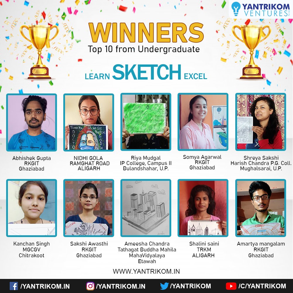 yantrikom's tweet photo. Congratulations!
Here are top 10 students of the event Learn • Sketch • Excel under the category of undergraduate. We wish you all the luck for your future endeavors.
You can also view the result in our website!
.
.
.
.
#learn_implement_excel #winner #victory #result #YVPL https://t.co/GbTEIZ7a79