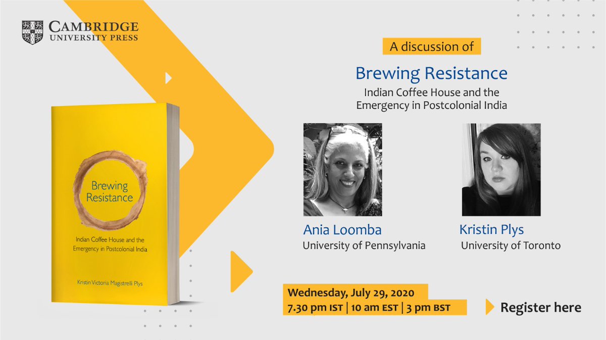 qudsiya_Ah's tweet photo. Join us in hearing Kristin Plys and Ania Loomba discuss #Emergency #democracy #protest #resistance #postcolonialIndia with the latest release from @CUPAcademic @cambridgeindia
Register here: https://t.co/TyTFmjC22f https://t.co/3xImxBBSOr