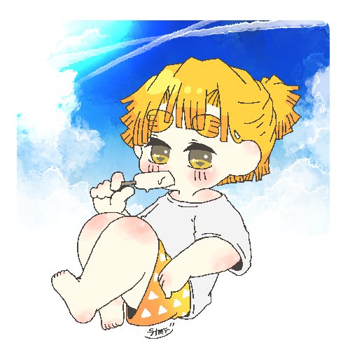 ふたまる🥑さんがTwitterに投稿した我妻善逸(鬼滅の刃)のイラスト。