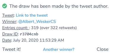 GibFri's tweet photo. Congrats to @Albert_WeskerCS on winning! DM to claim! https://t.co/3XPgHnWy89