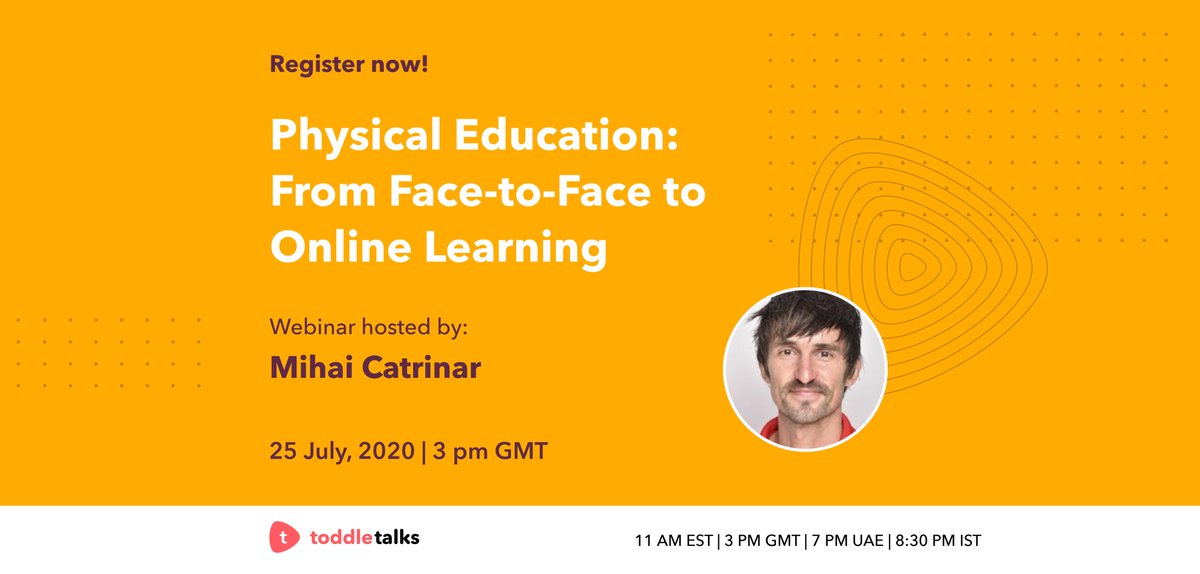 toddle_edu's tweet image. Get ready for our #ToddleTalks webinar on Physical Education for Online Learning!🤩Join IB PE educator @fitnwitpe as he explores PE in a virtual setting, integrating Units of Inquiry &amp;amp; strategies for PE learning experiences. Register for free - bit.ly/32tPJ7j #pypchat