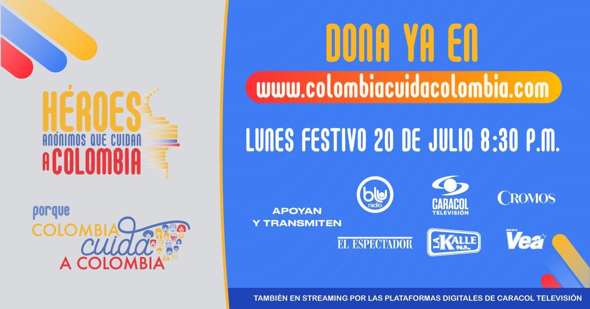 CaracolTV's tweet image. #ColombiaCuidaColombia | ¡Es momento de unirse desde casa por una buena causa! Tú puedes ayudar a cambiar la vida de aquellas personas más vulnerables a través de: colombiacuidacolombia.com

#HéroesAnónimos | ¡Conéctate hoy a las 8:30 p.m.!