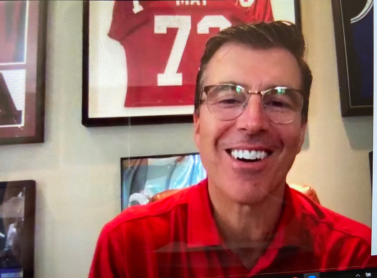 We had another @UA_Athletics Staff Meeting this AM. Thanks to @UofAlabama alum, @ReceDavis, for jumping on the Zoom call and talking with the department. One of the most genuine people around! #RollTide 🐘