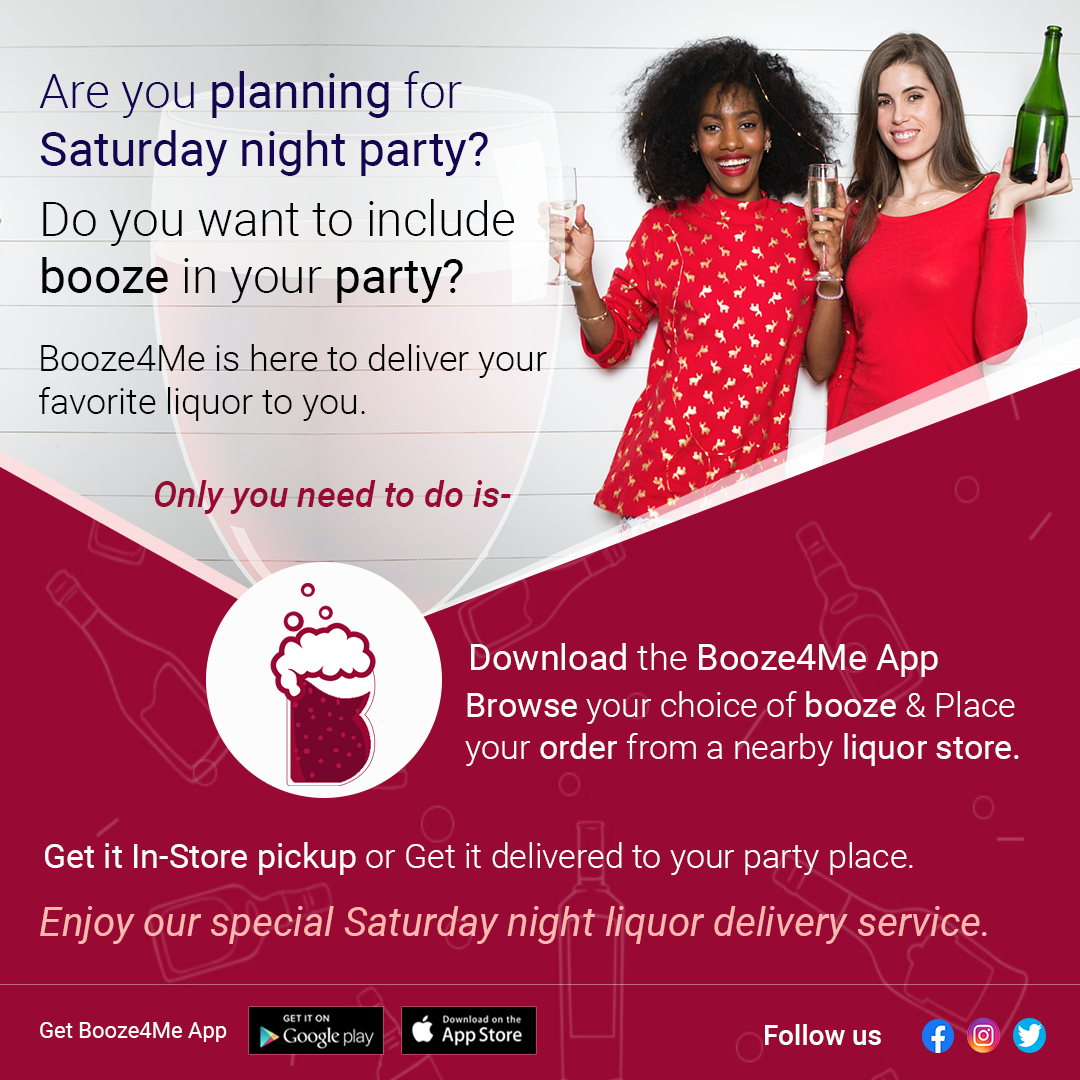BoozeForMe's tweet photo. Are you planning for Saturday night party? Do you want to include booze in your party?
Booze4Me is here to deliver your favorite liquor to you.
#onlineliquordeliver #onlineliquor #booze #liquorbooking #winelovers #foodandwine #Boozeforme #liquorstores #wine #beer #alcoholdelivery https://t.co/t9iGpwaBFq
