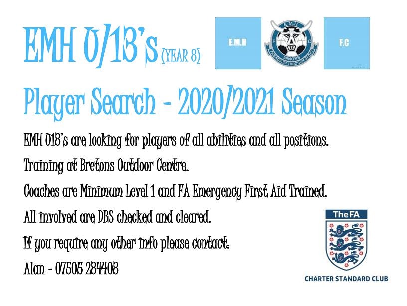 New players wanted for our U13s team. Get in touch for more info #squadbooster #echoleague