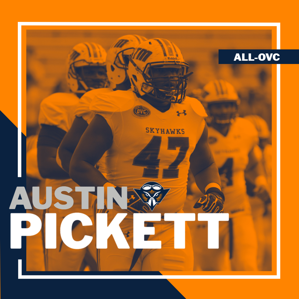 FB: Congratulations to <a href="/UTM_Football/">UT Martin Football</a> defensive tackle Austin Pickett on earning his second consecutive Preseason All-OVC selection. Pickett was an All-OVC first team honoree last season with 7.0 TFL and 4.5 sacks.