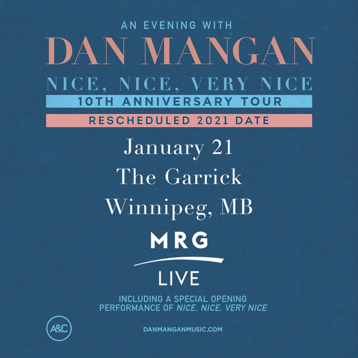 Dan Mangan will now be performing on Thursday, January 21st, 2021! The tickets you have in your hand will be valid for the new shows. All you need to do is update your calendar!
🎟: bit.ly/3jnjA7q