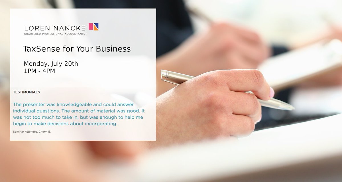 lorennancke's tweet image. ICYMI: The next #TaxSense seminar is today between 1PM and 4PM. Register to join us online and learn more about the benefits of incorporating your business. ow.ly/pCD750AvVEu