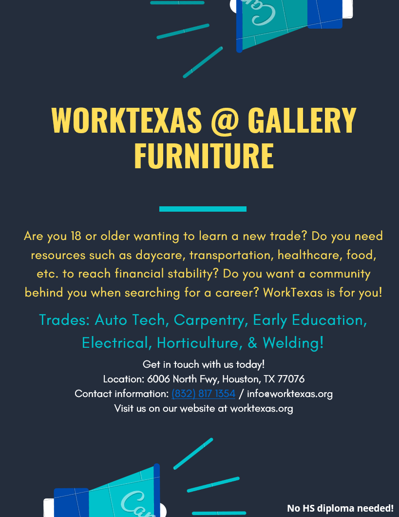 Interested in a trade certification? Are you wanting to reach financial stability? Mattress Mack wants to help! Fill out our link &amp; our enrollment specialists will contact you to make that happen. worktxads.force.com/portal
No HS degree needed.
#adulteducation #houston #tradeskills