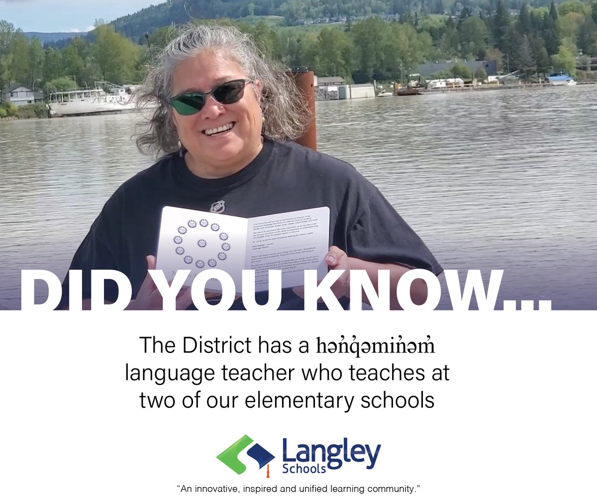 DID YOU KNOW we have a hən̓q̓əmin̓əm̓ language teacher, Fern Gabriel who teaches at two of our elementary schools? Fern learned her language from the Musqueam Nation, and we are honoured to have her teach our students!
More info here: ow.ly/OBWN50ApeSh
#Think35