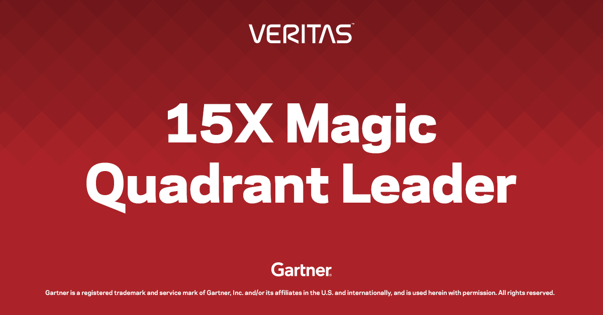 VeritasTechLLC's tweet photo. Veritas recognized as a Leader again. Stay tuned for the 2020 Gartner Magic Quadrant for Data Center Backup and Recovery Solutions.

#GartnerMQ #DataProtection https://t.co/WJqLv86HqY