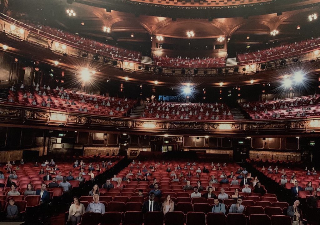 LdnReviewer's tweet image. So this is apparently what a socially distanced audience in the @LondonPalladium will look like. It will certainly be a strange experience for everyone. Actors and audience alike.