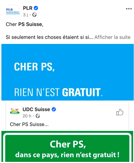 jcschwaab's tweet photo. Cher @PLR_Suisse , chère @UDCch, 
Vous n'aimez pas les prestations publiques gratuites. OK. 
J'en déduit que la gratuité de l'école obligatoire ne vous plaît pas trop non plus. Et j'aimerais bien savoir ce que vous pensez de la gratuité du réseau routier. Ou de la sécurité. https://t.co/zTyYE0UGtu