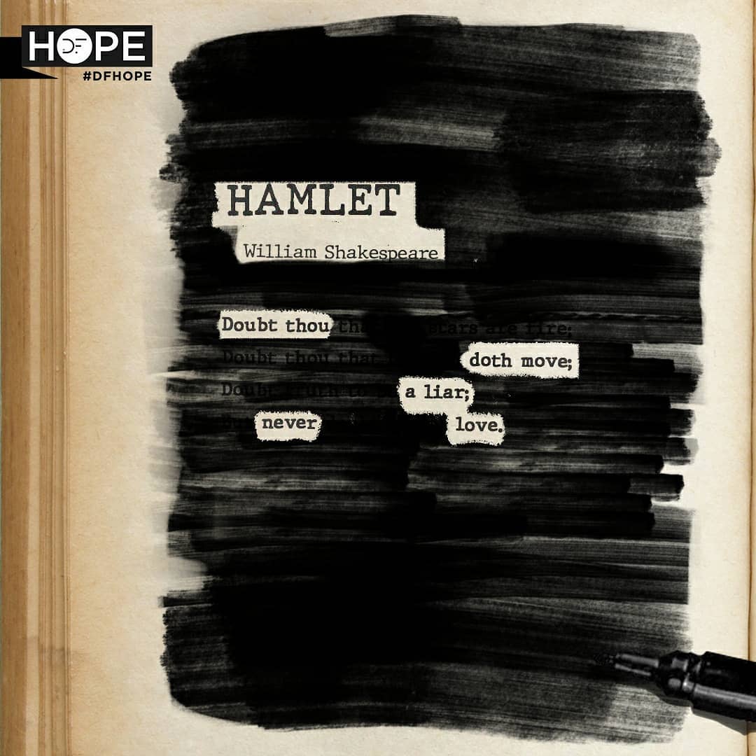 InDesignFoundry's tweet photo. Giving life Hope and new meaning amidst rejections is the scope of blackout poetry. 

Let us take inspiration from William Shakespeare, one of the greatest writers in the English language.

#dfhope #dflife #designfoundry #blackoutpoetry #poetsofinstagram #WilliamShakespeare #poem https://t.co/kY5FvnOmQ9