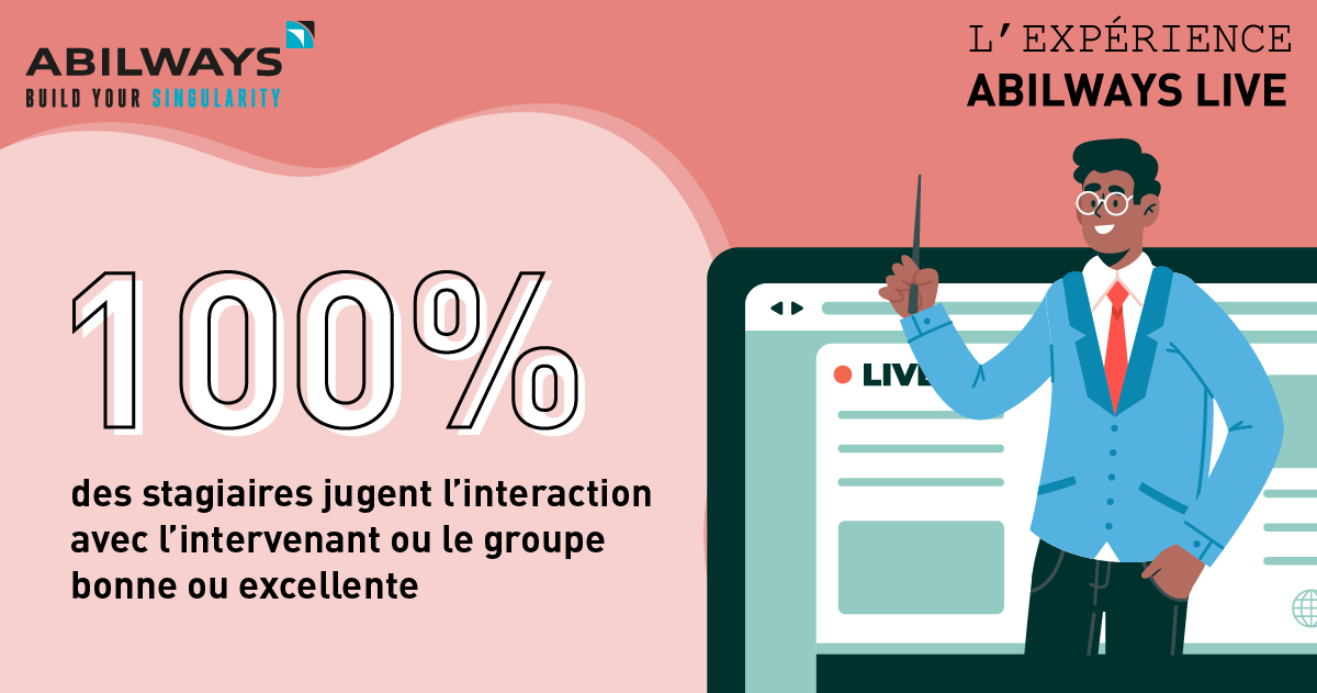 [ Lundi en chiffres 🔢 ] : 
L'expérience ABILWAYS LIVE : 100% de satisfaction
#formationpro #distanciel #live