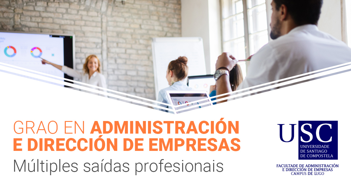 Co Grao en ADE poderás ter unha aprendizaxe colaborativa, con resolución de casos 🕵‍♂, aprendizaxe por proxectos, conferencias 👩‍💼 e visitas a empresas.

Grao en Administración e Dirección de Empresas 👩‍🎓👨‍🎓

Descobre máis nesta ligazón 👇👇

lugo.usc-ade.es