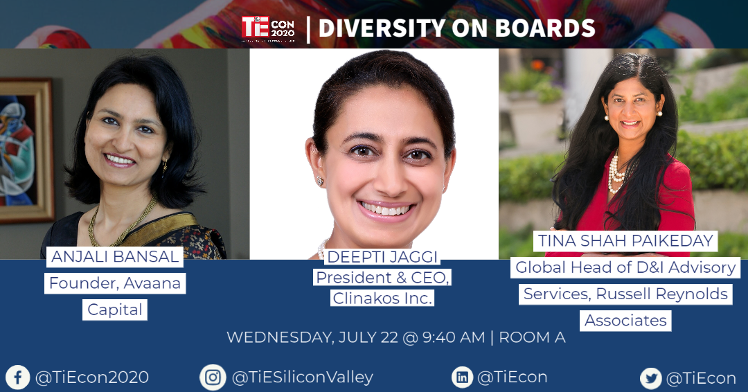 TiEcon's tweet photo. The #Diversity on Boards #Panel will take place this coming Wednesday on July 22nd! #RTT #VirtualTiEcon #TiEcon2020
If you haven't already, get your tickets here: https://t.co/Q5eU20BfQN https://t.co/2poiHSJem5