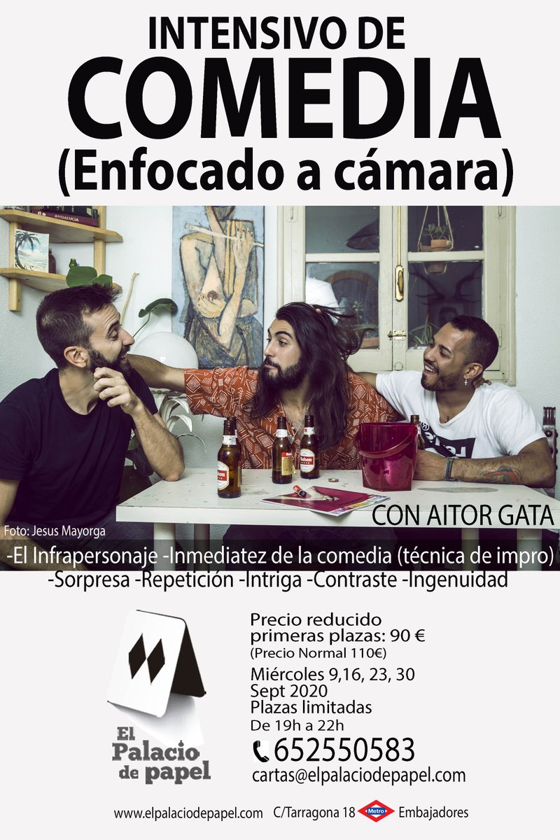 PalacioPapel's tweet photo. Oferta de Intensivo ! Primeas plazas a 90 € con el código del link:
El palacio de papel en #Google https://t.co/Xs2HBo4E6S 

#oferta #intensivo #escueladeactores #entrenamientodeactores #FormaciónActoral https://t.co/F9m9tqNpqG