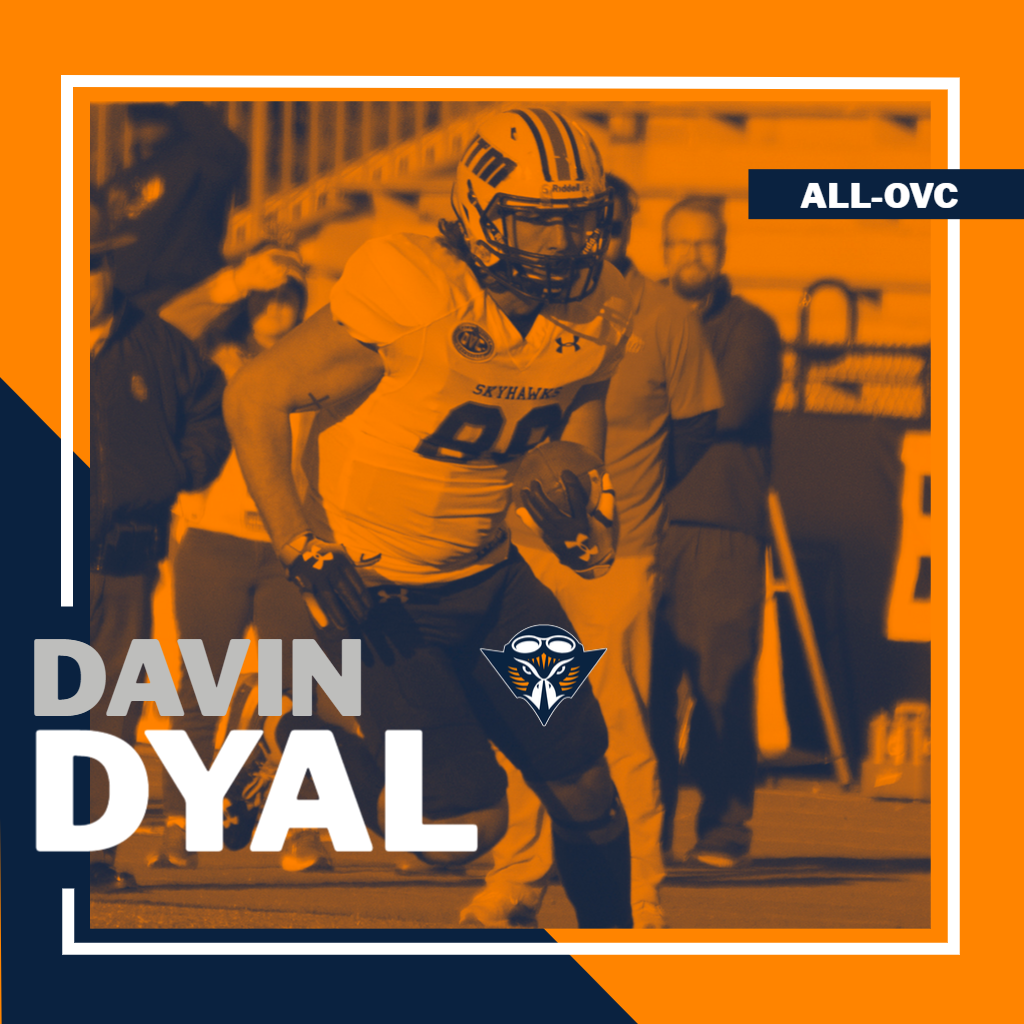 FB: Congratulations to <a href="/UTM_Football/">UT Martin Football</a> full back/tight end Davin Dyal on earning his first Preseason All-OVC selection. Dyal started in seven games as a redshirt-freshman and caught one touchdown.