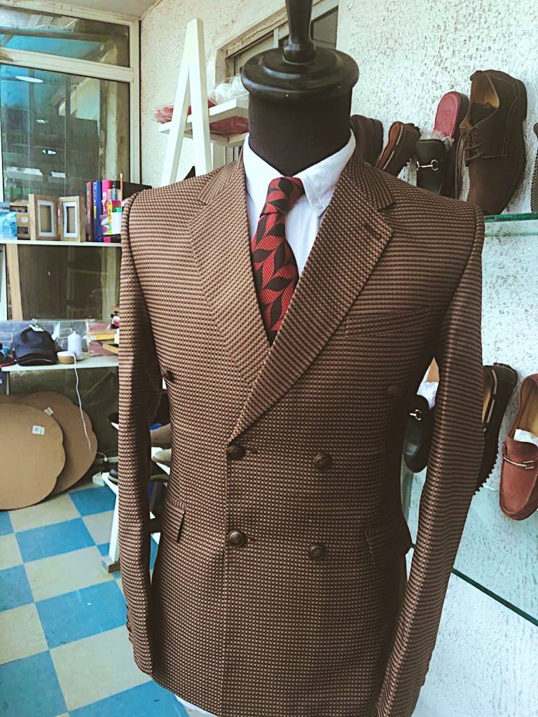 CHOCOLATEY We made this Dazzling Brown Checkered Blazer in less than 24 hours Ready to be delivered to Kaduna  Lovers of Brown, What do you think about this Beauty?? 