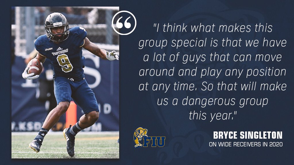 FIUFootball's tweet photo. Watch out for that WR group this year 👀 

#PawsUp 🐾 | #PantherPride https://t.co/DlCgXcletr