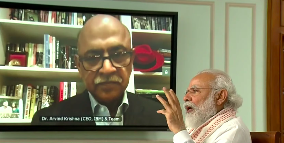 Interaction between PM Modi and IBM CEO Arvind Krishna via Video Conferencing