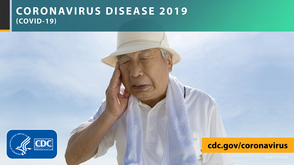 CDCEnvironment's tweet photo. If you are wearing a cloth face covering and feel yourself overheating or having trouble breathing, put at least 6 feet of distance between yourself and others and remove the face covering. More safety tips: https://t.co/pK2yOu7yP9 
#COVID19 #ExtremeHeat https://t.co/6yoZAYd8jM