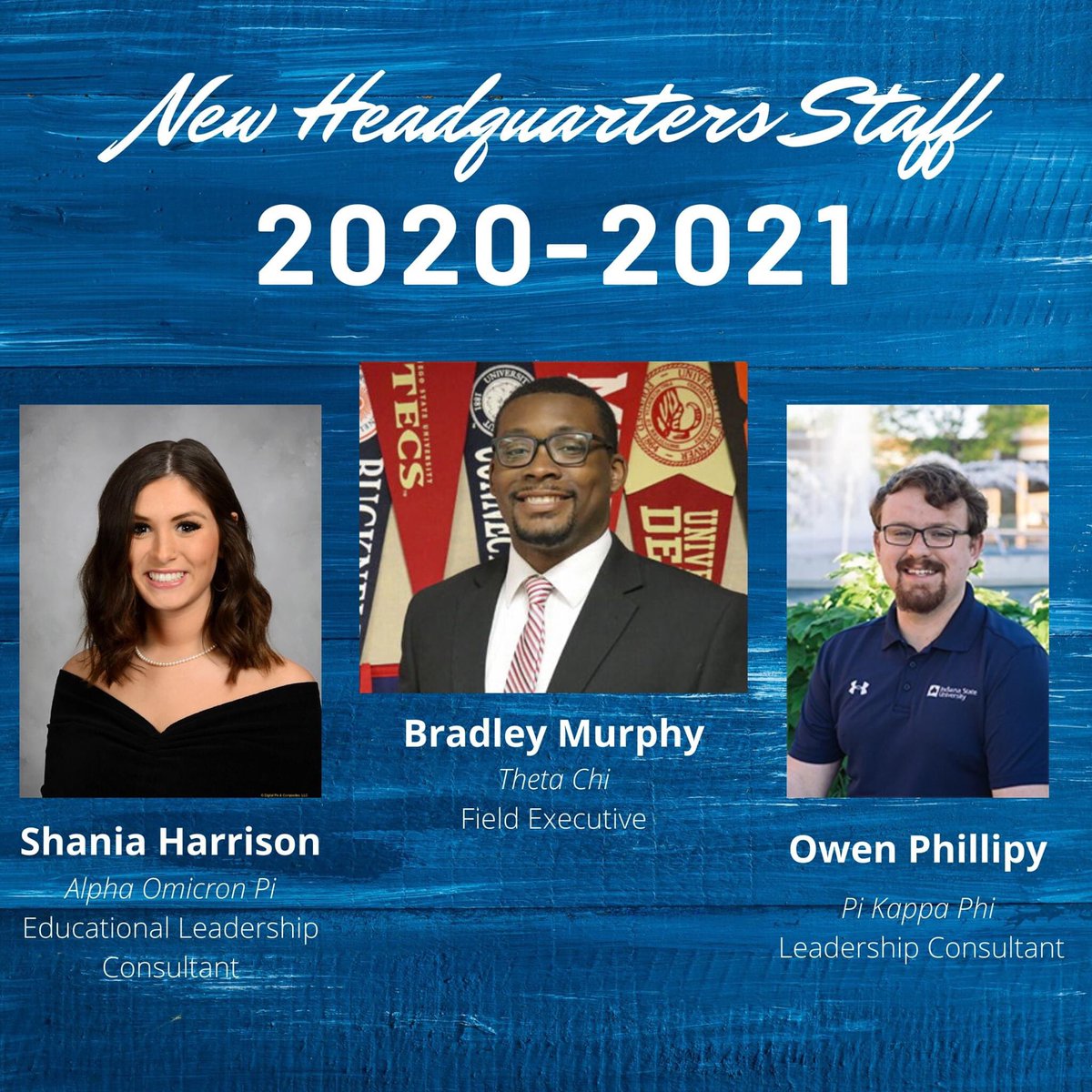 We are thrilled and SO proud of these three Sycamores serving as HQ staff! Shania Harrison of <a href="/AOIIKappaAlpha/">Alpha Omicron Pi</a> at <a href="/alphaomicronpi/">Alpha Omicron Pi</a>, Bradley Murphy of <a href="/ISUThetaChi/">Theta Chi Fraternity</a> at <a href="/ThetaChiIHQ/">Theta Chi Fraternity</a> &amp; Owen Phillipy of <a href="/ISU_PiKapp/">ISU Pi Kappa Phi</a> at <a href="/PiKappaPhi/">Pi Kappa Phi</a>.