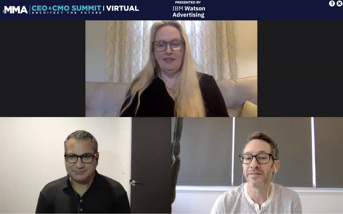 MMAglobal's tweet photo. “This moment in time did give us a wake up call to make sure that we’re not just putting our money where are mouths are, but also living the way we should be.” @krianbalma of @Zappos on addressing social justice issues during a pandemic. #ShapeTheFuture #CEOCMO #VirtualEvents https://t.co/kChQz7GHSn