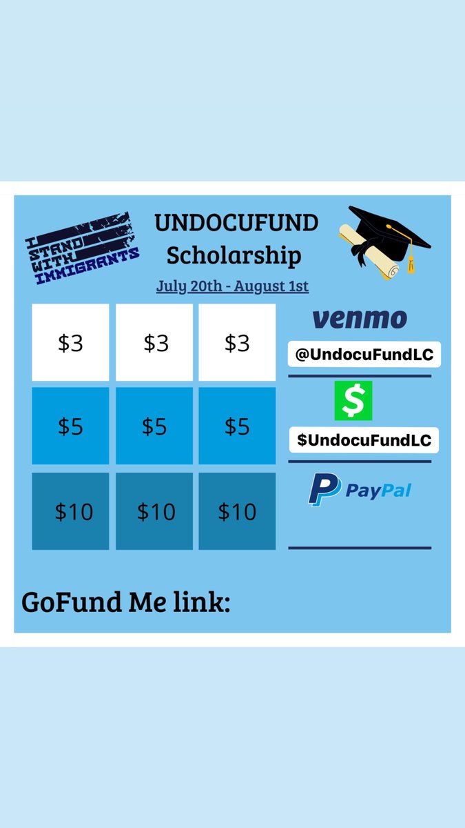 FlorSelena_'s tweet image. Please consider donating 🤗 or sharing! This is money that will be raised for undocumented students &amp;amp; daca recipients at my institution - Lafayette College. 🥰