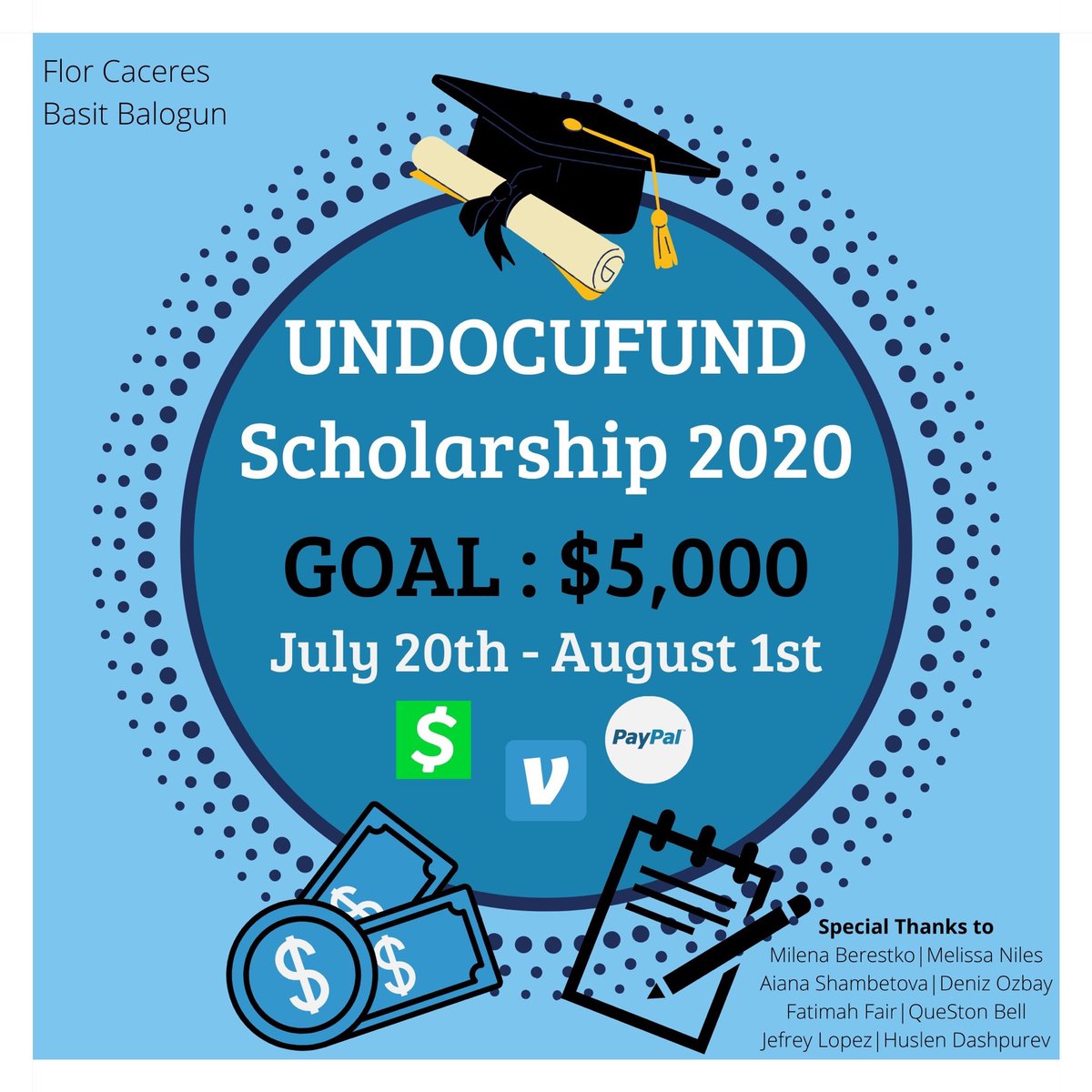 FlorSelena_'s tweet image. Please consider donating 🤗 or sharing! This is money that will be raised for undocumented students &amp;amp; daca recipients at my institution - Lafayette College. 🥰