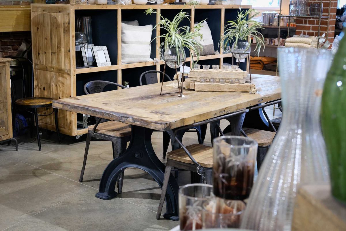 SnapeMaltings's tweet photo. The beautifully crafted Dunwich dining room table looks incredible on display in House & Garden.
Rustic textured wood and industrial styled legs contrast well to create something quite striking.
Available in House & Garden.
#snapemaltings #snape #snapestyle #shoplocal https://t.co/6CGW0YtCl4
