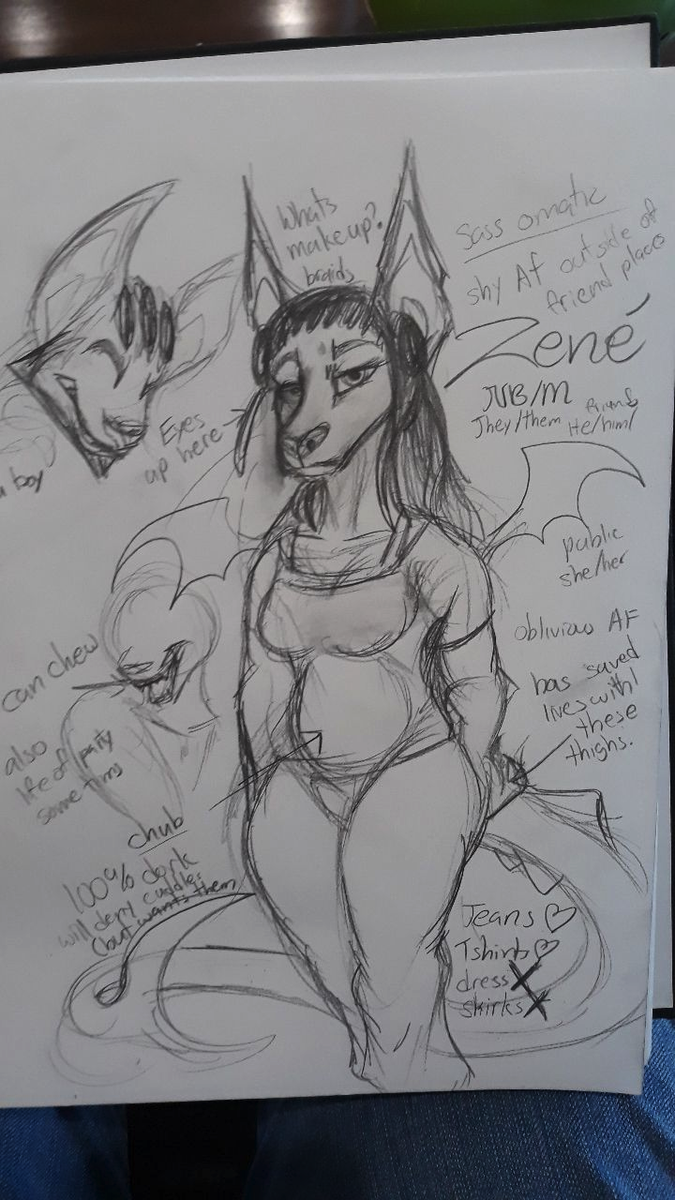 But now we talk about this binch. This is Zene. They grew up in not the best situations. Always feeling like an outsider as they were never good enough for their parents. But it turns out they were just different. They weren't cis. But their parents wanted a cis kid. 4/