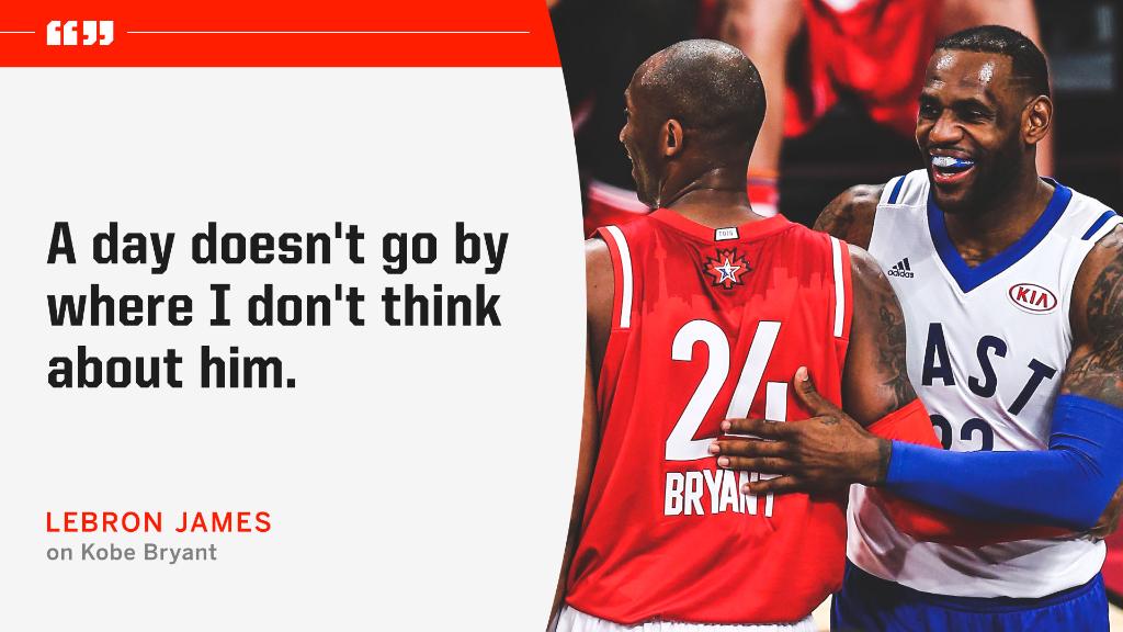 SportsCenter's tweet photo. LeBron spoke from the heart saying he thinks about Kobe every day. https://t.co/hcxJcTIkZL