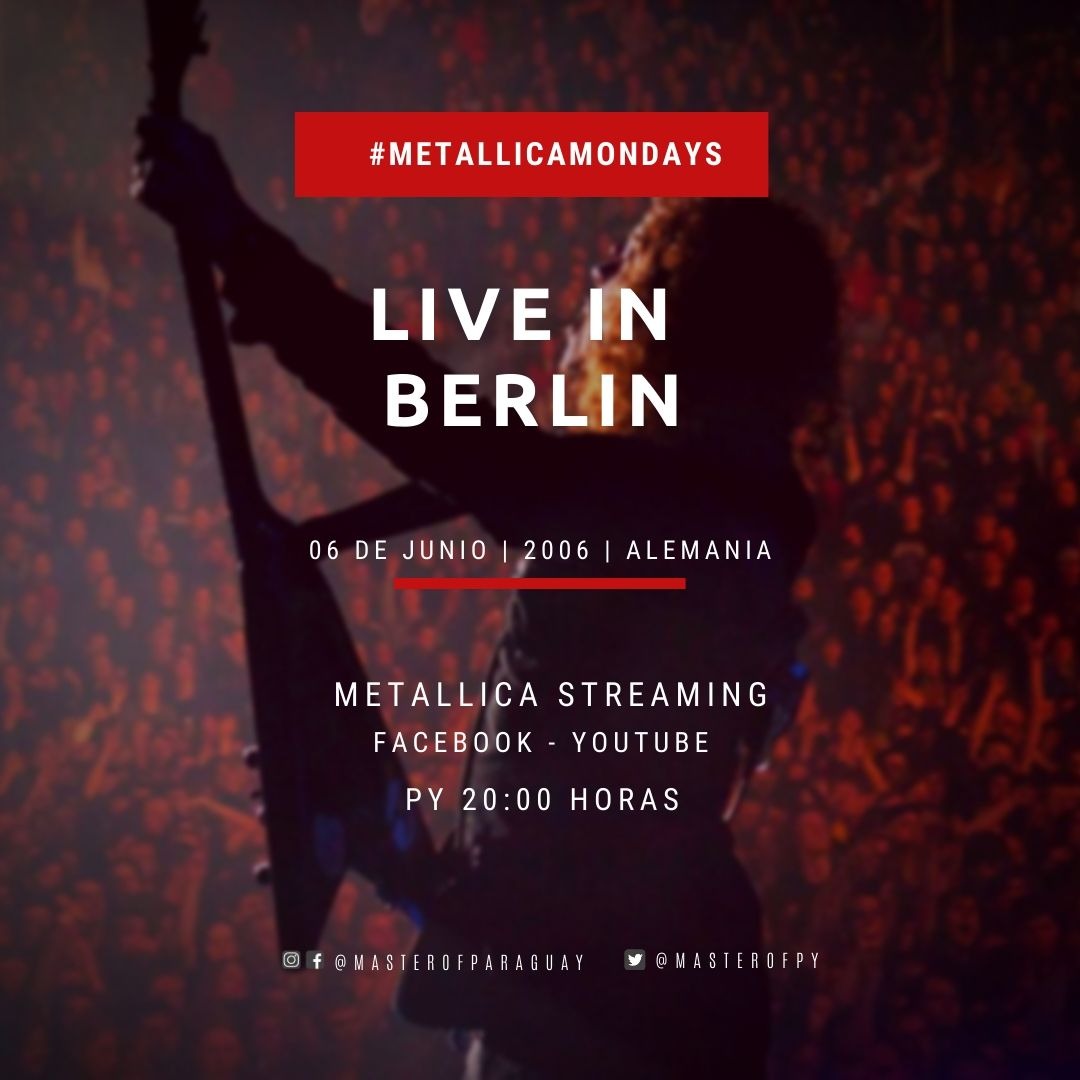 masterofpy's tweet photo. 🤘 #MetallicaMondays: ¡Esta noche disfrutaremos del show de #MetInBerlin, del 06 de junio del 2006, a las 20:00 hs desde el canal de YouTube o desde la página de Facebook de Metallica!🔥 https://t.co/VYQF4y4uJi