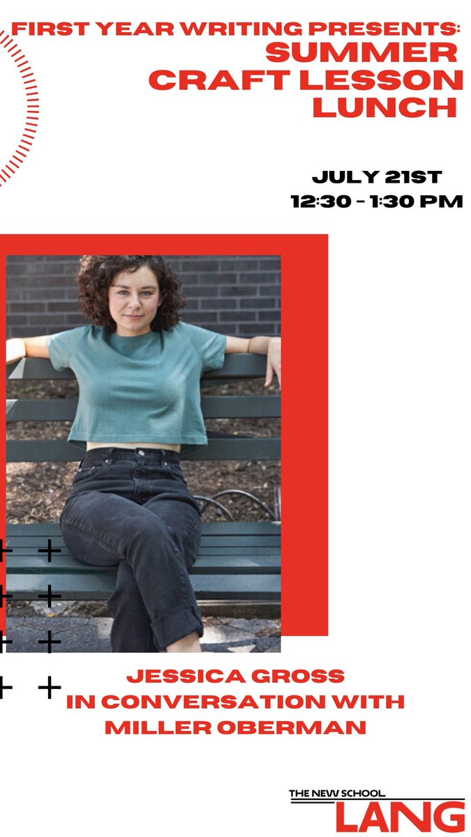 EugeneLang's tweet photo. TOMORROW
ONLINE | July 21
12:30PM EST

Don't miss the next Craft Lesson Lunch with @MillerOberman and @jessicagross  on "Music Lessons."

Register: https://t.co/OFME2efIpE

#langfirstyear #thenewschool #eugenelangcollege #nerdylang https://t.co/j46hr7eL2U