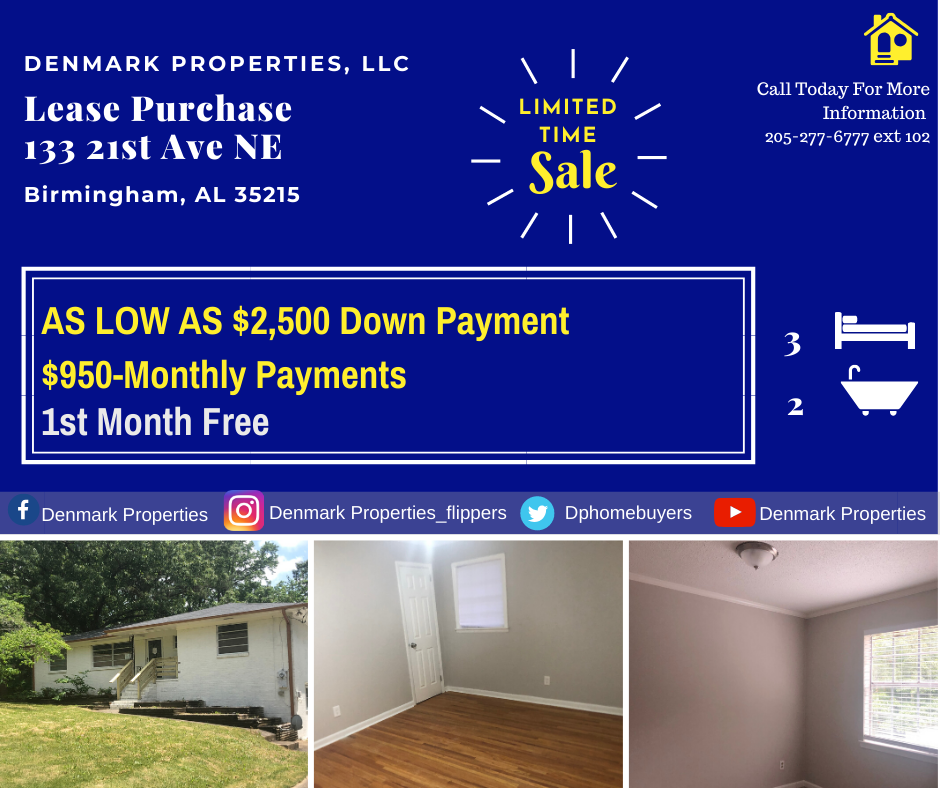 Dphomebuyers's tweet photo. This lease purchase homes is available now! Call us today to schedule your viewing!
#dphomebuyers #denmarkproperties #antonioandashleydenmark #webuyhouses #birminghamal #birminghamalabama #instabham #instagrambham #bhamal #bhamalabama #realestate #nicehomes #leasepurchase https://t.co/Ocsj1V9TjI