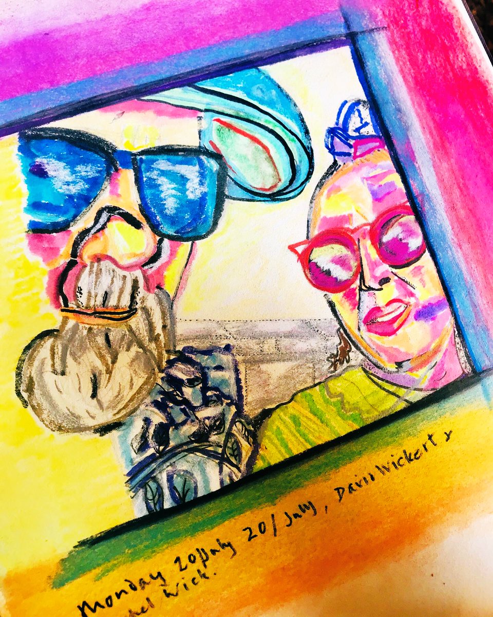 WickertRachel's tweet photo. Morning drawing together our definition of a good start of the day. #experiencingtheunfolding #drawingustogether #unboxed #openendedportraits #colormeorange and pink and yellow ! 🌈😎😎🌈 https://t.co/saT63WQfKO