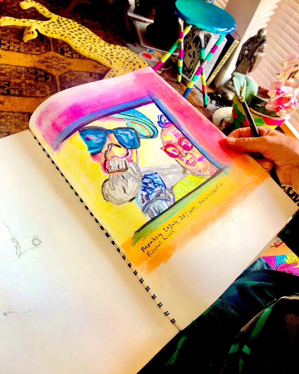 WickertRachel's tweet photo. Morning drawing together our definition of a good start of the day. #experiencingtheunfolding #drawingustogether #unboxed #openendedportraits #colormeorange and pink and yellow ! 🌈😎😎🌈 https://t.co/saT63WQfKO