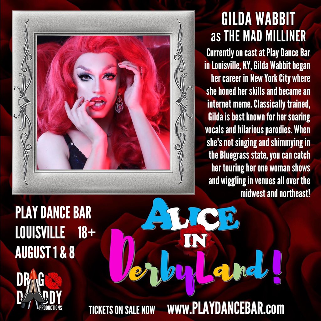 DragDaddyPro's tweet photo. Come see @gildawabbit and Sara B. Troxel in Alice In DerbyLand! #ddp #dragdaddy #newshow ππ Tickets available at https://t.co/0mbIDHrAlS https://t.co/cuOVqFoD4X