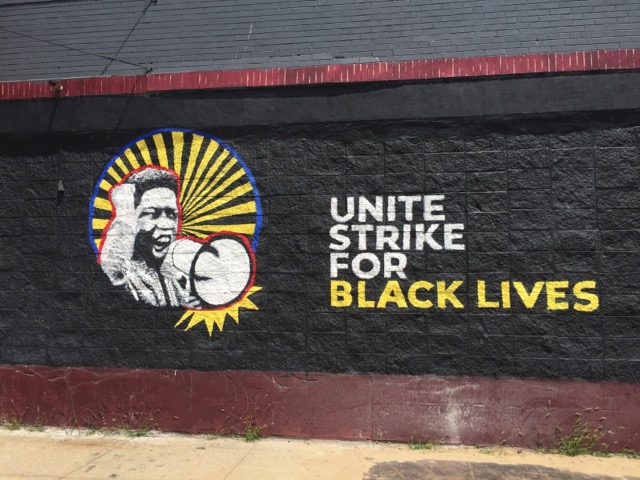 FightForAUnion's tweet photo. Murals have gone up across the country in support of today's #j20 #StrikeForBlackLives! 

Amazing work from @tlynnfaz @shepreebright @weblkpaper @youngmer @weblkpape @shepreebright and https://t.co/IAq3likDe1 https://t.co/blvm5der9N