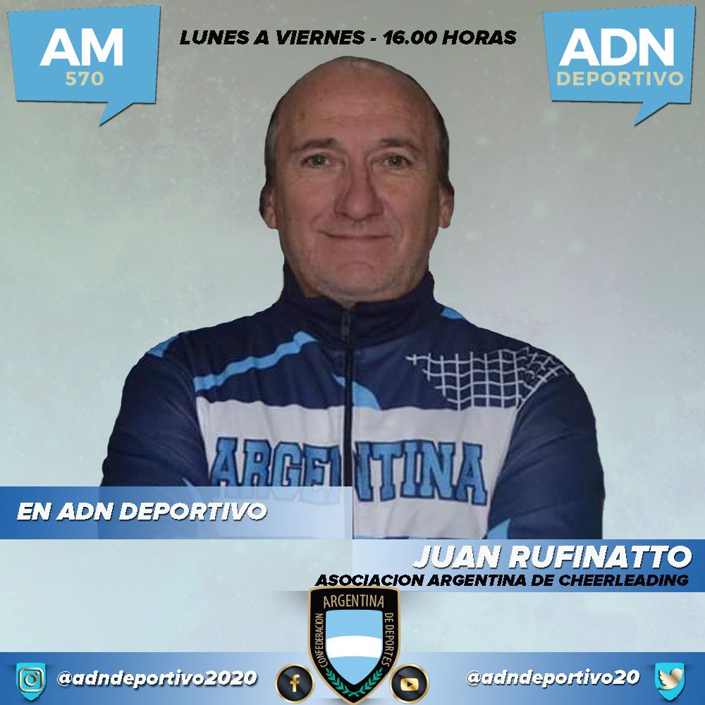 ADNDeportivo21's tweet photo. 📌HOY. Lunes en @Adndeportivo20 🏅 

🎙Charlamos con Juan Rufinatto, Presidente de la Federación Argentina de Cheerleading🥁🎷🎺🎤 (@CheerArgentina) 

🗣”Ciencias Sociales y Deporte” de la mano de Rodrigo #Daskal con el periodista @alejwall como invitado https://t.co/IJgkAOwTN2