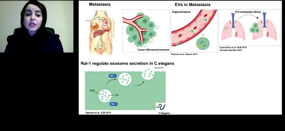 KennethWWitwer's tweet photo. Shima Ghoroghi #ISEV2020 #FeaturedAbstract on GTPases affecting metastasis by "controlling biogenesis and organotropism of #ExtracellularVesicles" @HyenneV @GoetzJacky #UniversitéDeStrasbourg @IsevComms @IsevOrg https://t.co/IDcSmtfGse