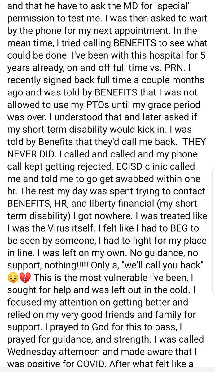 A newly hired nurse who was basically fired for testing positive for covid because she couldn’t use her PTO as sick leave.