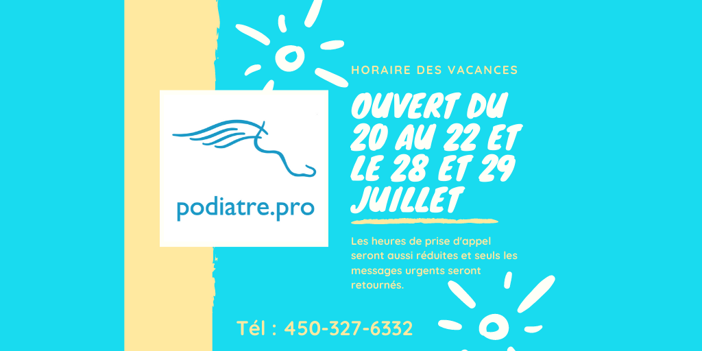 Bonnes vacances de la construction! Profitez de la chaleur et du beau temps. Nous prendrons aussi quelques jours de congé. Voici notre horaire de vacances.  #vacances #conge #podiatrie #podiatre #pieds #podiatreenconge