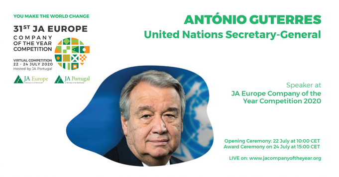 It is with immense pride that we announce <a href="/antonioguterres/">António Guterres</a>, the <a href="/UN/">United Nations</a> Secretary-General, as a speaker on our <a href="/JA_Europe/">JA Europe</a> Company of the Year Competition 🇺🇳
Watch #CoYC20 live on jacompanyoftheyear.org
🎬 Opening Ceremony: 22 July, 10:00 CET
🏆 Award Ceremony: 24 July, 15:00 CET