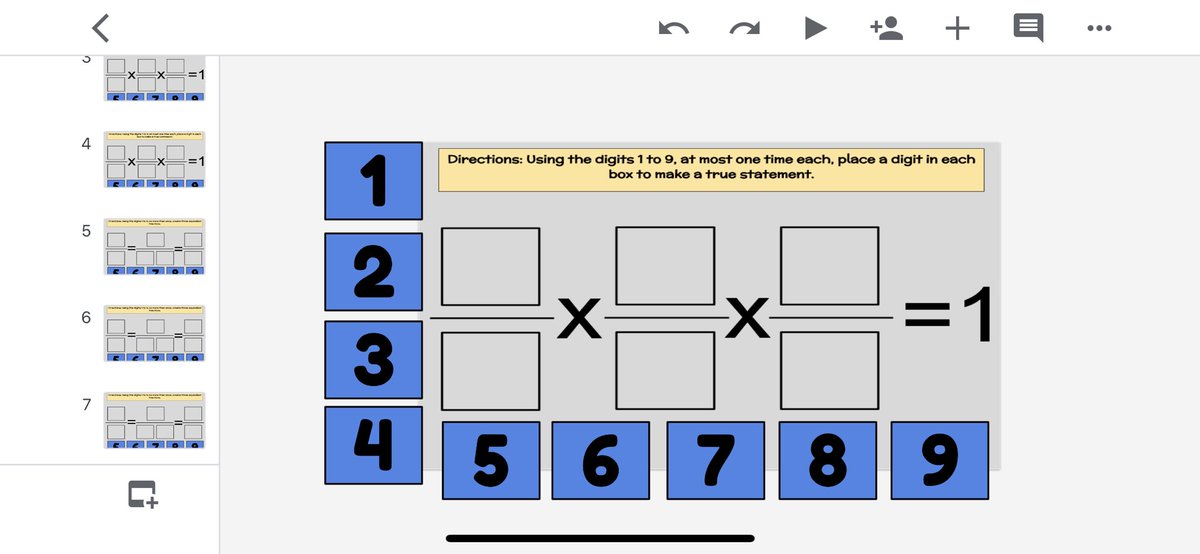 Cbustamante2222's tweet photo. Created draggable collaborative versions of @robertkaplinsky #openmiddle problems for #EMpowered20 @SabrinaMcD https://t.co/ffBo4mDusH
