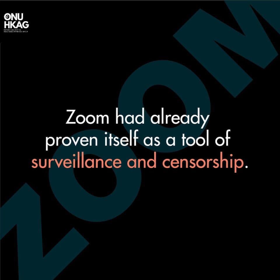 ubcehk's tweet photo. Canadian universities should stop using #Zoom — its security issues and #compliance with the #CCP are appalling. @UBC needs to protect her students from #surveillance, especially those in #HongKong or China! https://t.co/RPLWTuBFXh