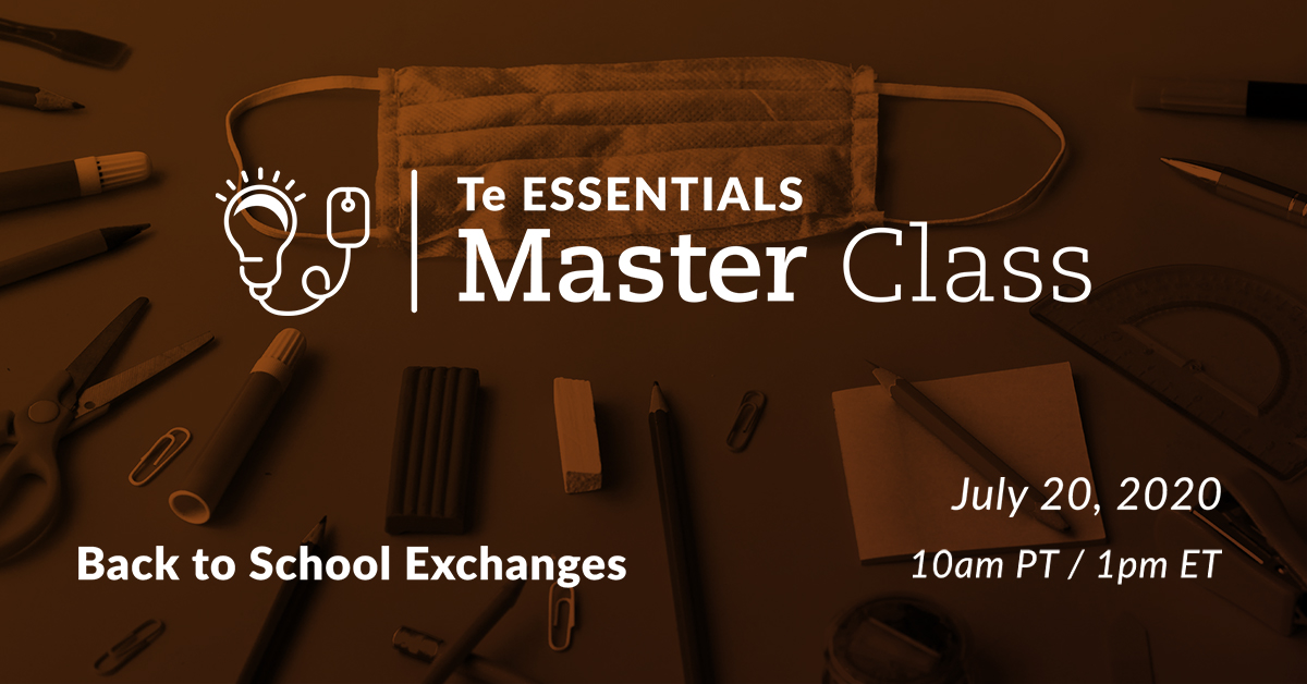 We're live in 5 minutes with Teala to discuss  #backtoschool exchanges. Join us to get a set of recommended questions for different situations, templated introductory text, & a plan for working with your results to make it easy.  https://bit.ly/30tC5hH   #TeMasterClass  #TeVE