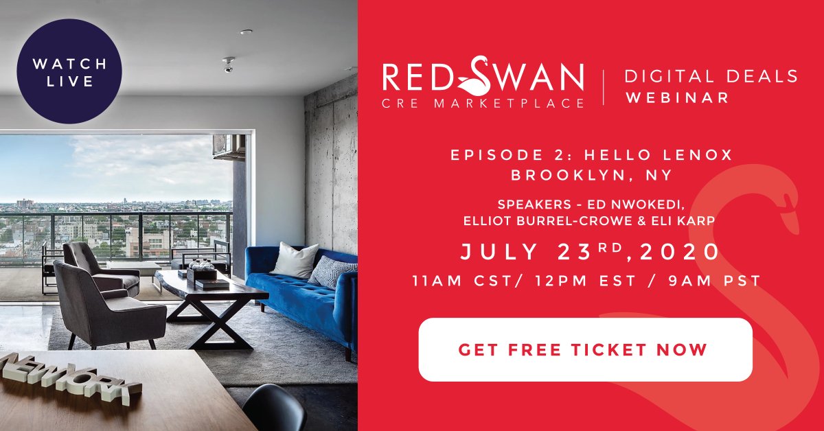 RedSwanDigital's tweet photo. IN JUST 4 DAYS, Tune in for RedSwan #CRE Digital Deals featuring Hello Lenox.
We are excited to host another show w/ guests Eli Karp, CEO #HelloLiving & Elliot Burrel-Crowe of Interwest Capital.
Register now>>https://t.co/SaETsWWRrs
#proptech #fintech #CRE #VC #REtech https://t.co/WBDG3Q8SX0